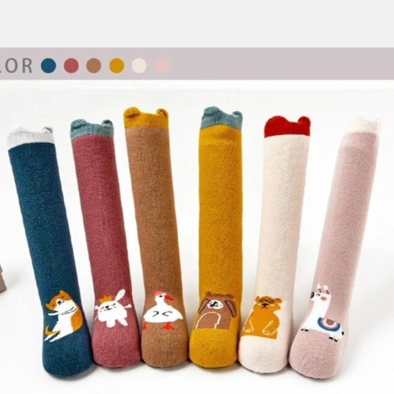 Calcetines Largos por Encima de la Rodilla para Bebé, 100% Algodón, Gruesos, Cálidos, Antideslizantes, Sin Compresión, para Otoño e Invierno, para Bebés y Niños Pequeños