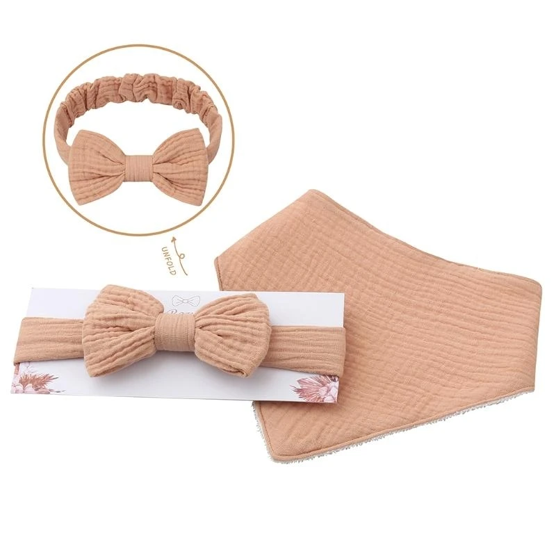 

Q1FE мягкий чистый хлопковой сплошной цвет бандана Burp Burp Clate Bownot Headwear Подарки новорожденных