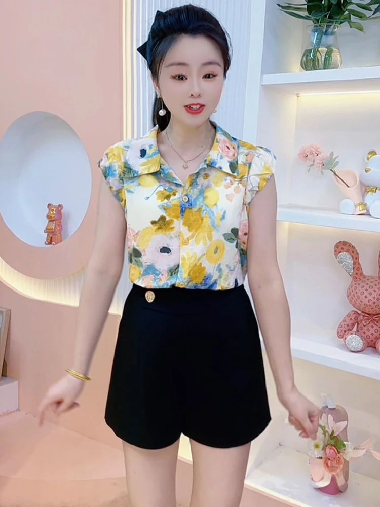 Verano nuevo diseño mujer tubo recto Top botón ort Svel Faionable versátil coreano Sle viaje Floral irt