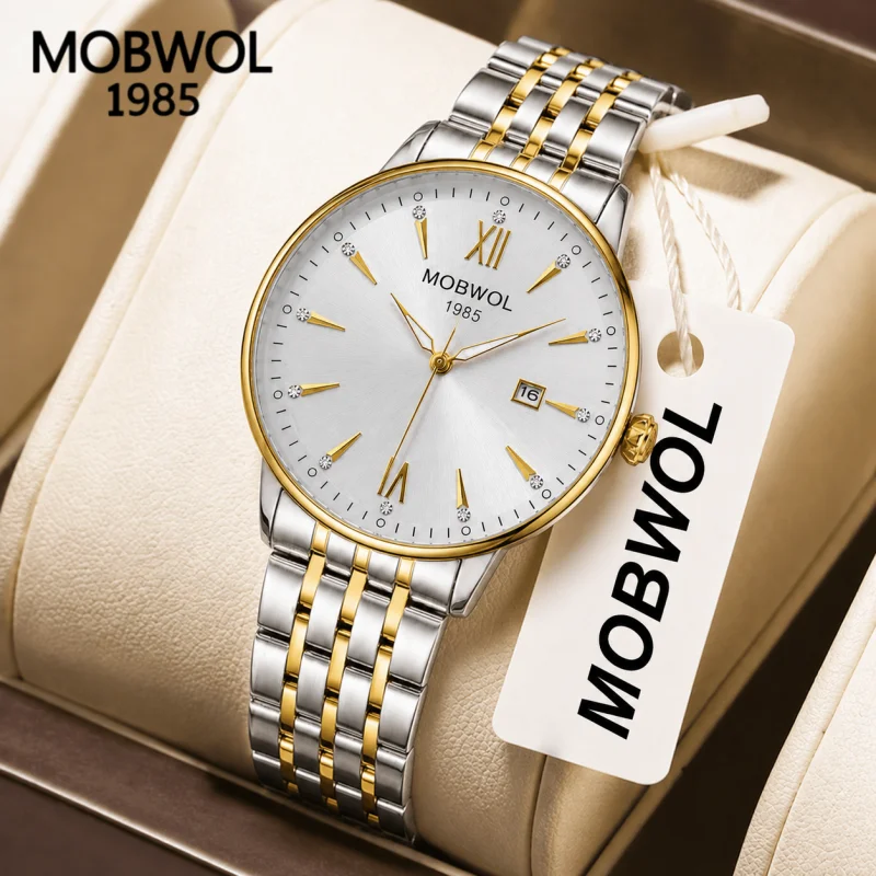 

MOBWOL 1985 Luxury Brand Ladies Watch Automatic Mechanical Wristwatch Waterproof Stainless Steel Watch ForWomen Chronograph Date