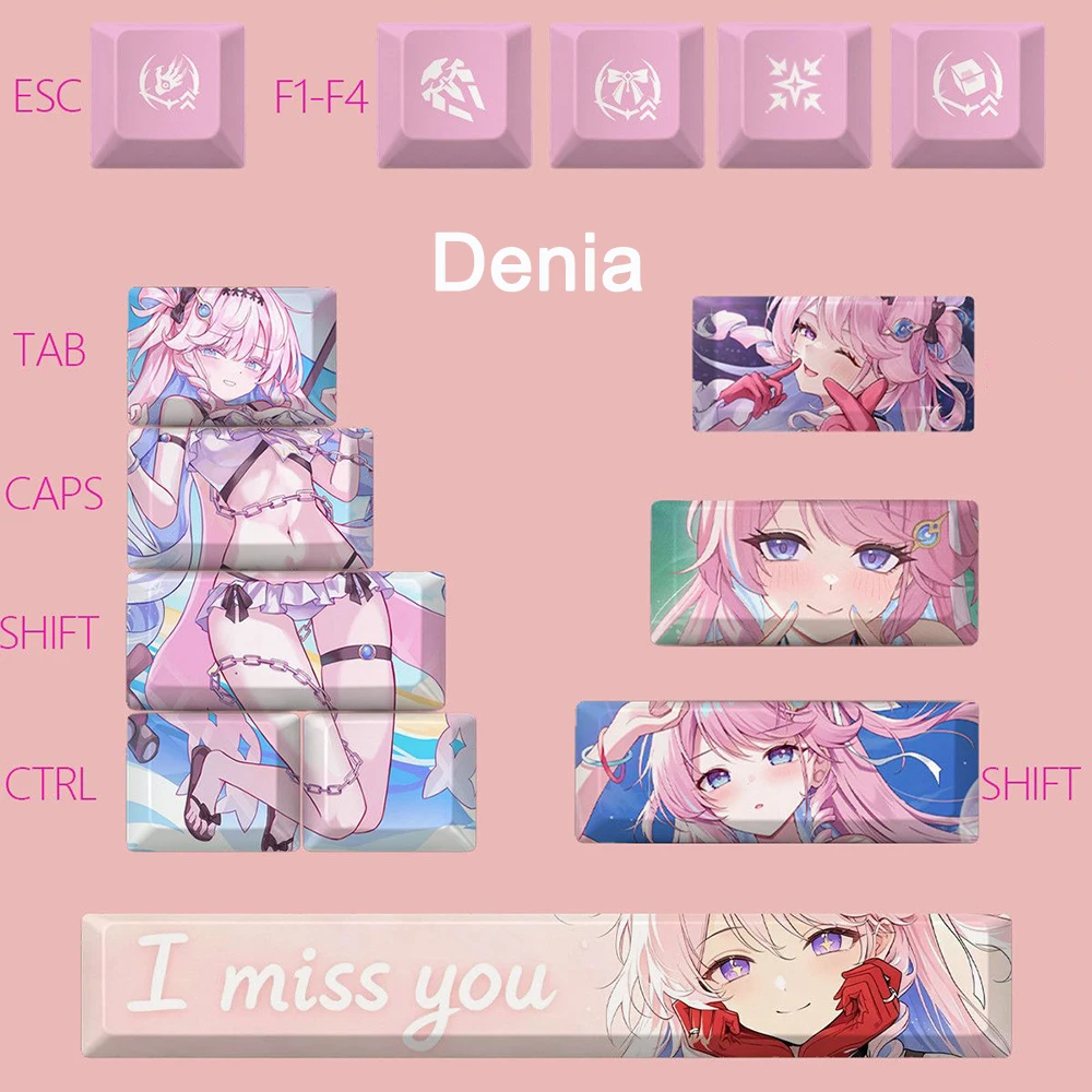 Wuthering Waves Keycaps Hiyuki Zani Changli Chisa 14 Keys Cherry Profile PBT Custom Anime Game Keycaps For Mechanical Keyboard