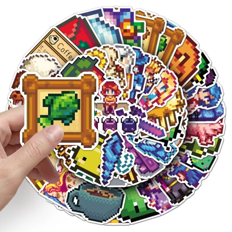 Popular Cartoon Stardew Valley Pixel Style Game Sticker 50PCS DIY Decoration PVC Waterproof Skateboard Notebook Graffiti Toy