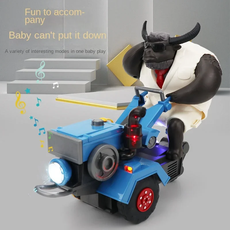 Electronic Tractors with LED Colorful Lights Music Driving Cattle 360° Rotation Electric Animal Universal Stunt Car Toy For Kids