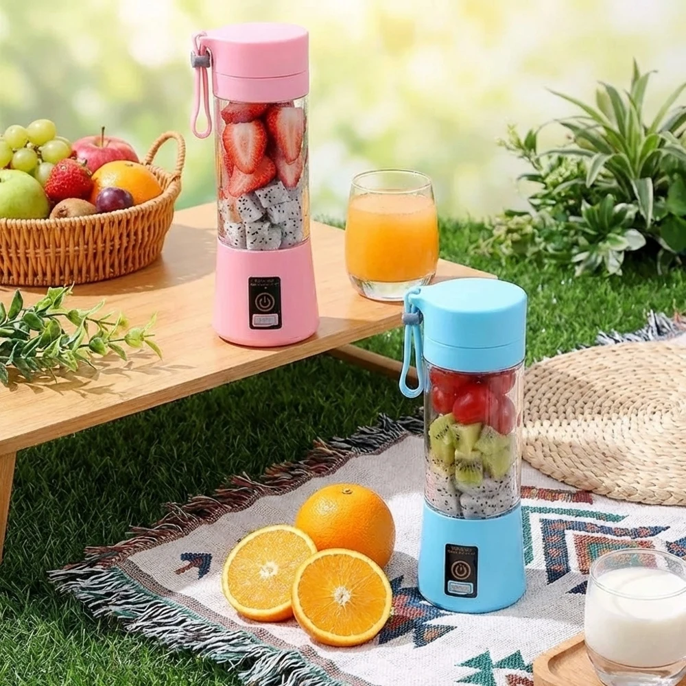Vaso Extractor de Jugos Eléctrico Portátil con Carga USB, Mini Licuadora Automática con Cuchilla de 6 Hojas, para el Hogar, Viajes y Exteriores