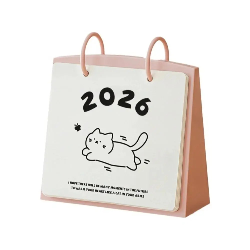 

Cat Pattern 2026 Desk Calendar Year of The Horse Cartoon Schedule Planner Creative Simple Desktop Calendar
