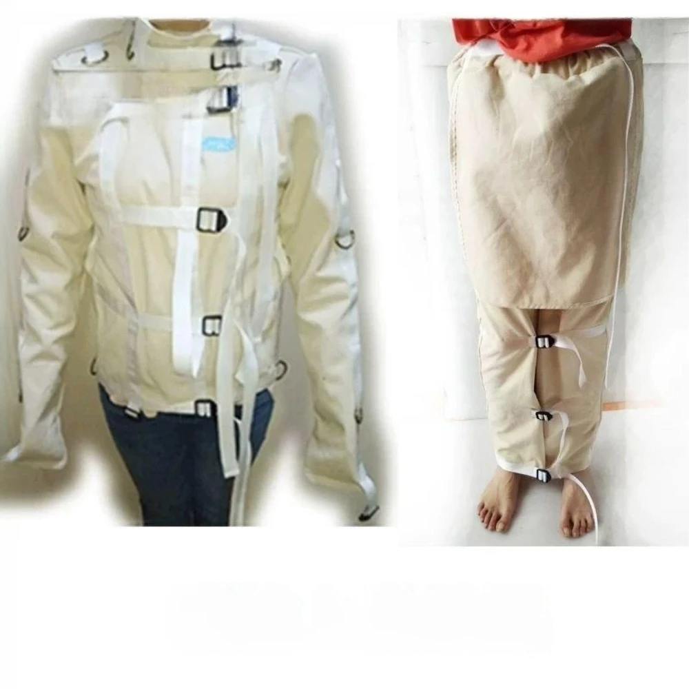Plastic buckles soft   bondage restraint clothes open crotch restraint clothes full body products fixed