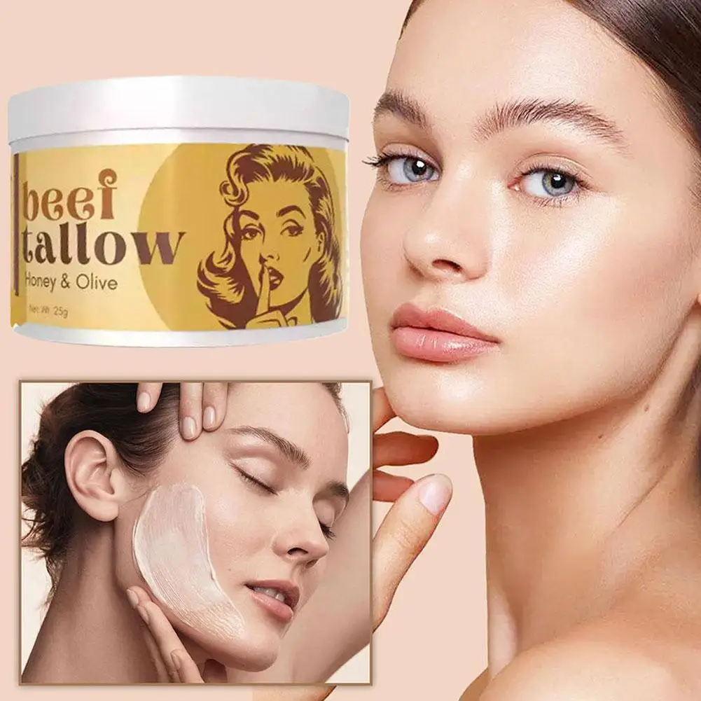 

25g Beef Tallow Face Moisturizer Whipped Beef Tallow & Honey Balm Face & Body Skin Care Grass Fed Grass Finished Skin care
