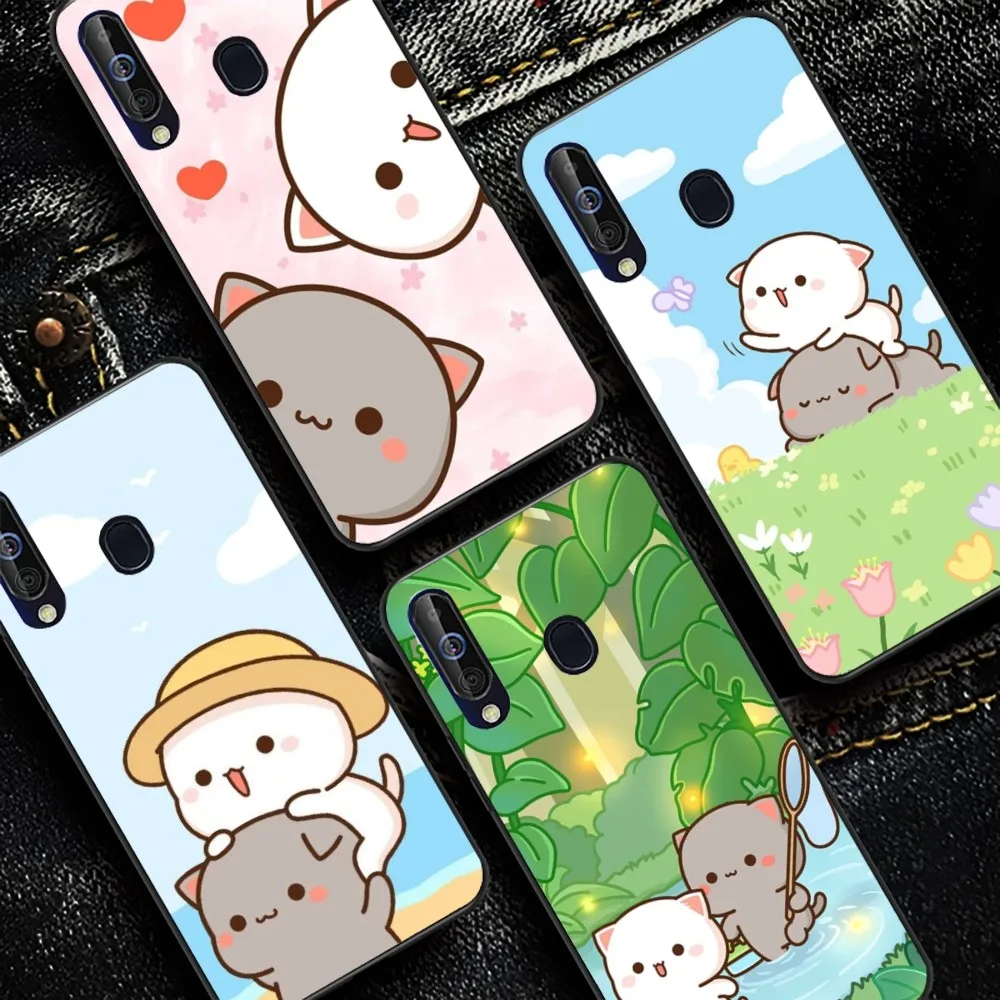 Cartoon Peach Mochi Cat Phone Case For Samsung A 10 11 12 13 20 21 22 30 31 32 40 51 52 53 70 71 72 73 91 13 Shell