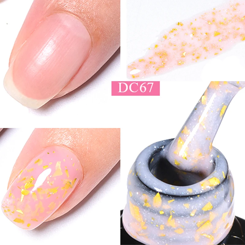 

Mtssii 7ml Gold Glitter Rubber Base Gel Polish Milky Jelly White Pink Soak Off UV LED Self-leveling Gel Varnish Manicure