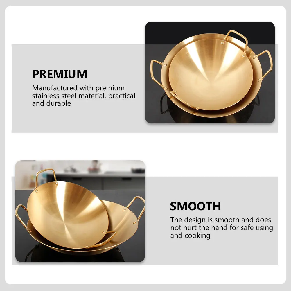 

Thickened Double Ear Stainless Steel Dry Pot Practical Cooking Tool for Household Hot Pot Kitchen Cookware Corrosion