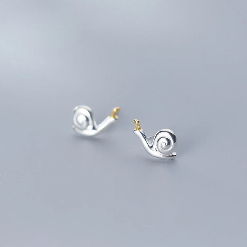 RYJU 925 Sterling Silver Cute Snail Mini Studs Earrings for Women Fashion Enthusiasts Daily Wear Dates Jewelry Accessories Gifts