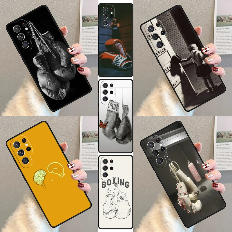 

Boxing Gloves Phone Case For Samsung Galaxy S23 S21 S20 FE S24 S25 S22 Ultra Note 10 20 Plus Silicone Cover