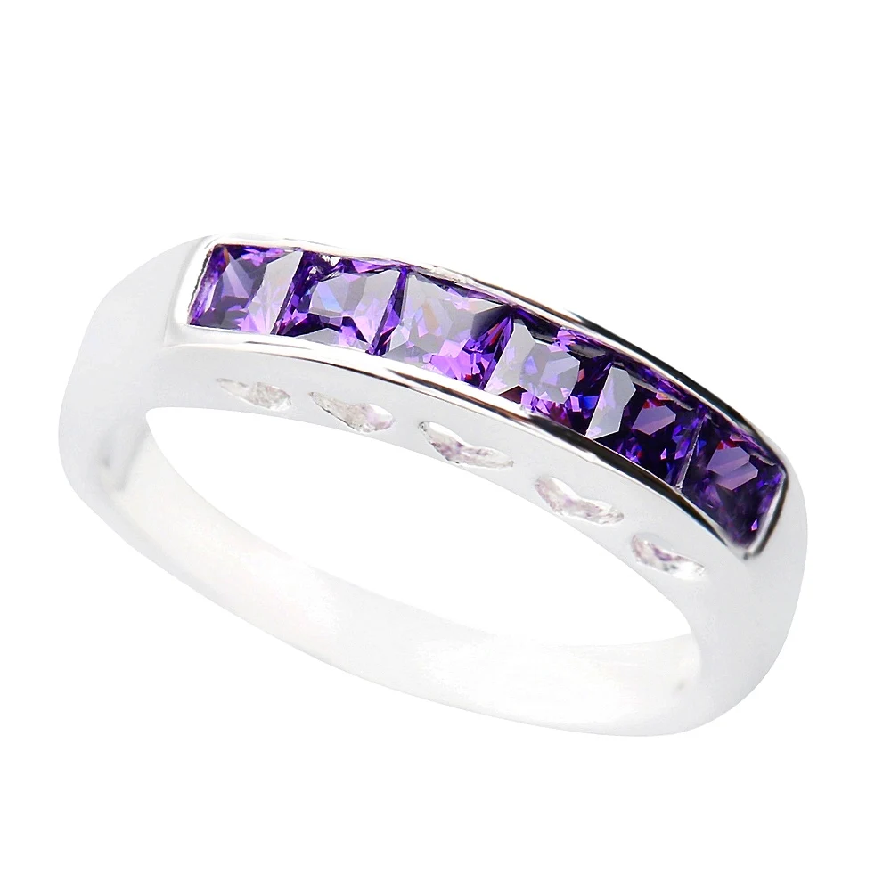 

Heart 3*3mm Purple Amethyst 925 Sterling Gemstone Silver Ring Size 6 7 8 9 Q0019-P