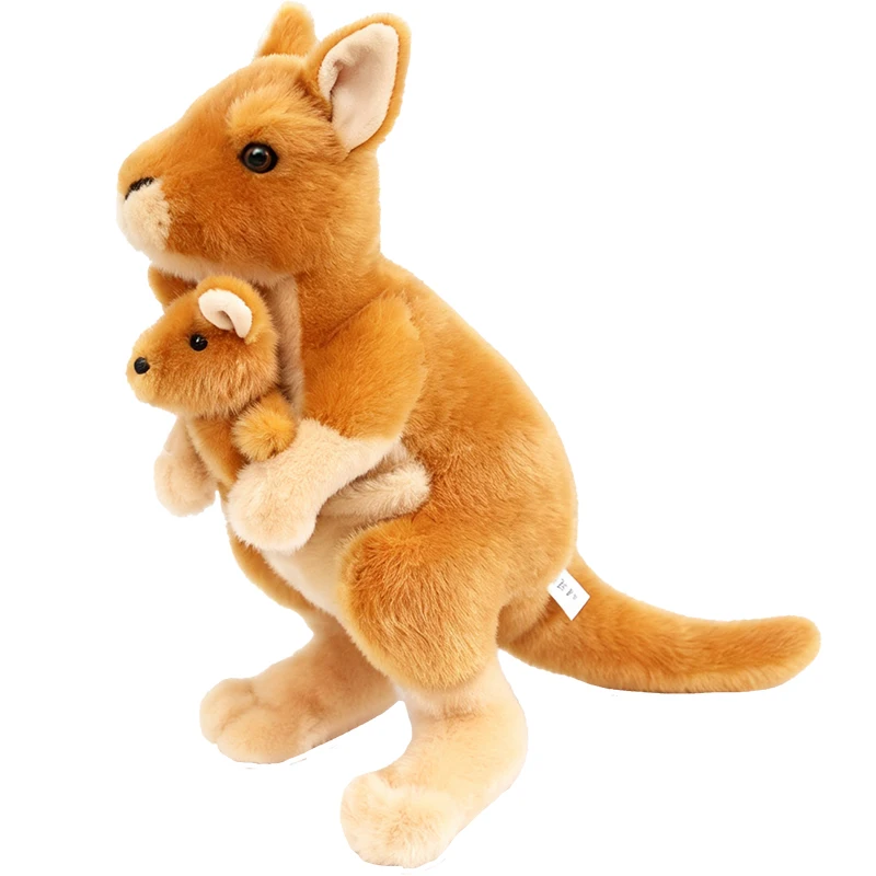 30cm Lovely Plush Kangaroo Peluche Toy Cute Mother and Child Kangaroo Dolls Baby Girls Adorable Gift