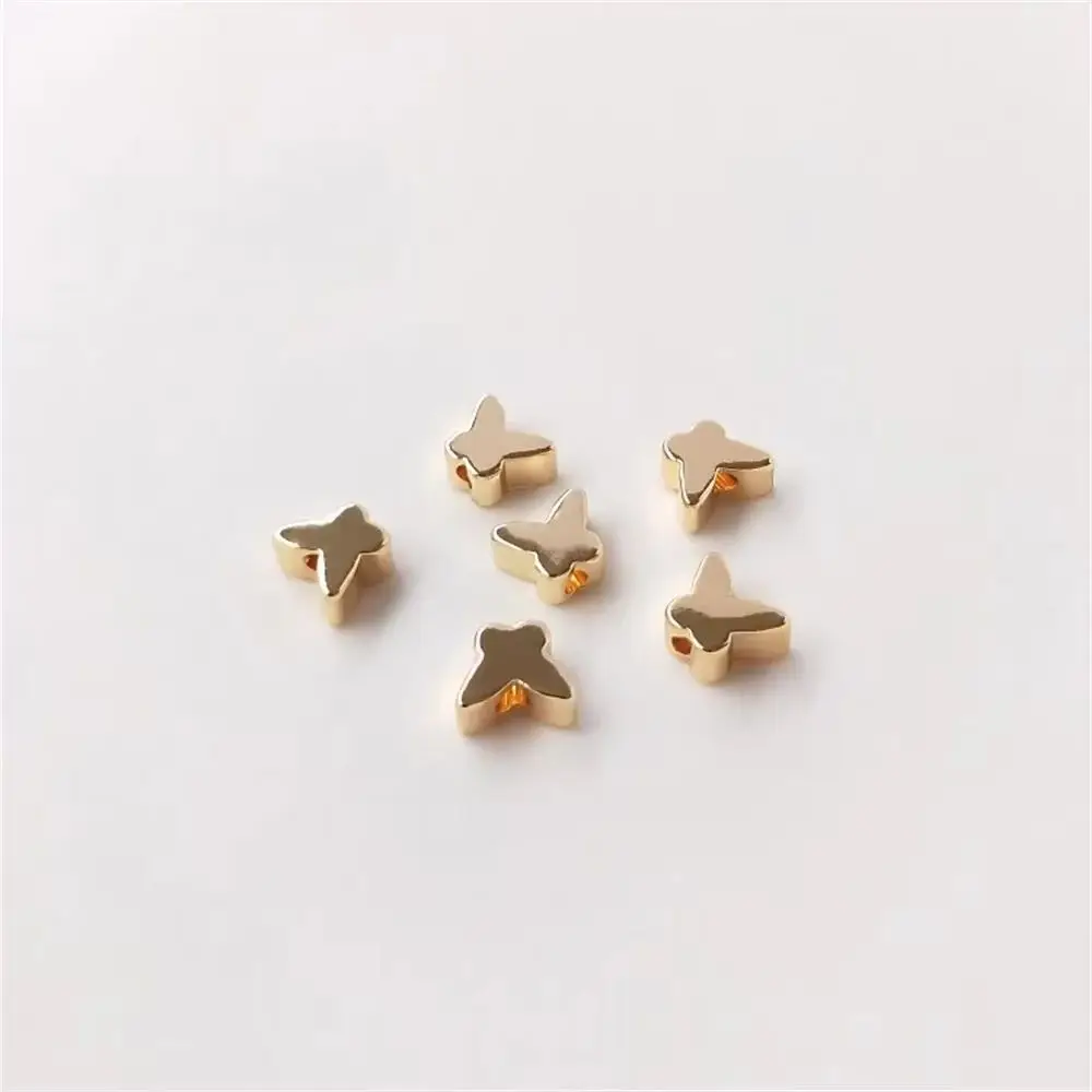 14K plated gold Butterfly bead, through hole, vertical hole, butterfly bead, diy handmade jewelry, loose bead