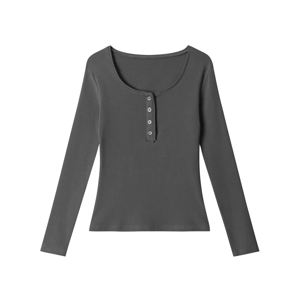 

Хлопковая облегающая внутренняя одежда с круглым вырезом, базовое зимне-осеннее боди, офисные женские футболки для фитнеса, элегантные топы с длинными рукавами для женщин и девочек