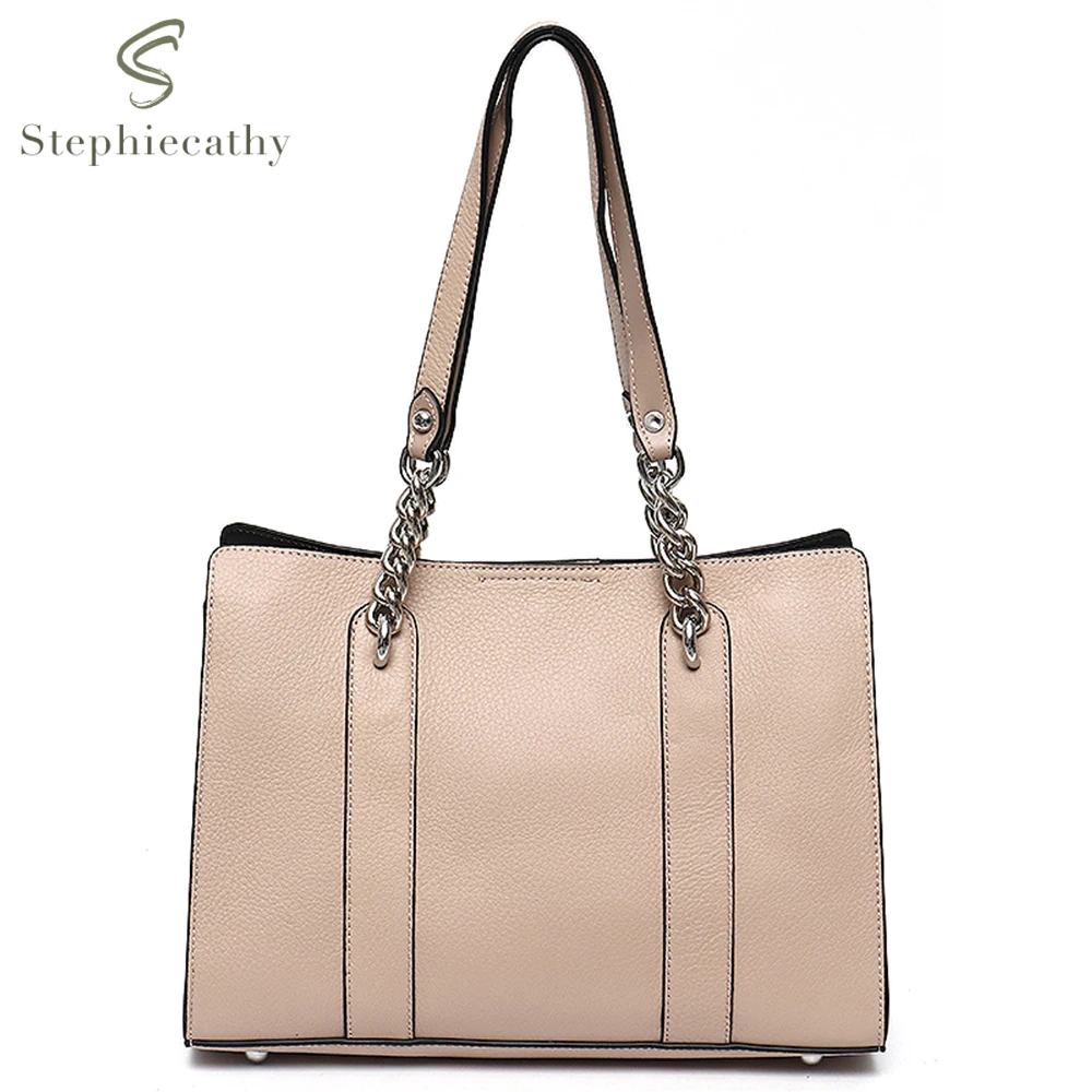 

SC Women Fashion Real Leather Shoulder Bag Luxury Brand Chain Tote Handbags Office Ladies Daily Cowhide Large Crossbody Handbags