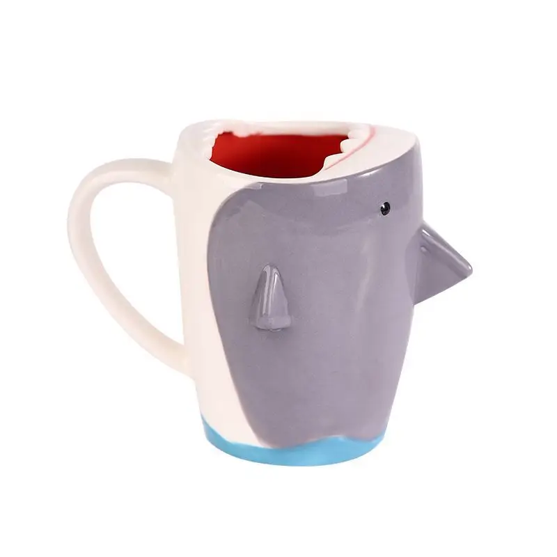 Fun Big Shark Cup 3D Biomimetic Shark Shaped Ceramic Cup Novel High-capacity Shark Ceramic Mug Cute Cartoon Mug 400ml Deco Cup - view 5