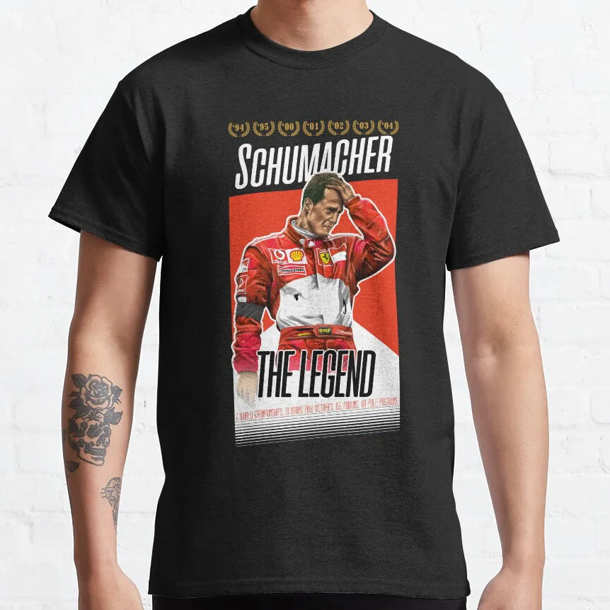 

Michael Schumacher The King 90s retro style F1 Legend graphic t shirts 100% cotton Unisex adult all size S-6XL clothing