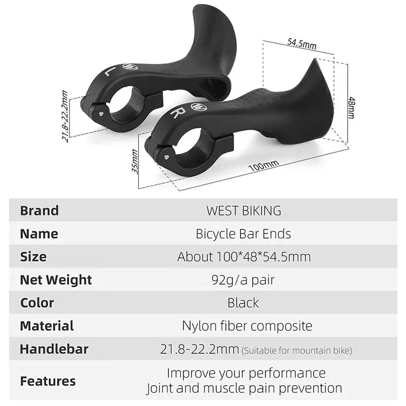 Ergonomic Design MTB Bicycle Inner Bar ends Road Gravel Mountain Bike Handlebar Bar Ends Gravel Bike Accessories Bike Grips