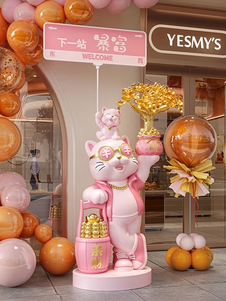 Home Decor Bluetooth Speaker Parent Child Lucky Cat Piggy Bank Statues Floor Decor Living Room Sculpture Ornaments Opening Gifts