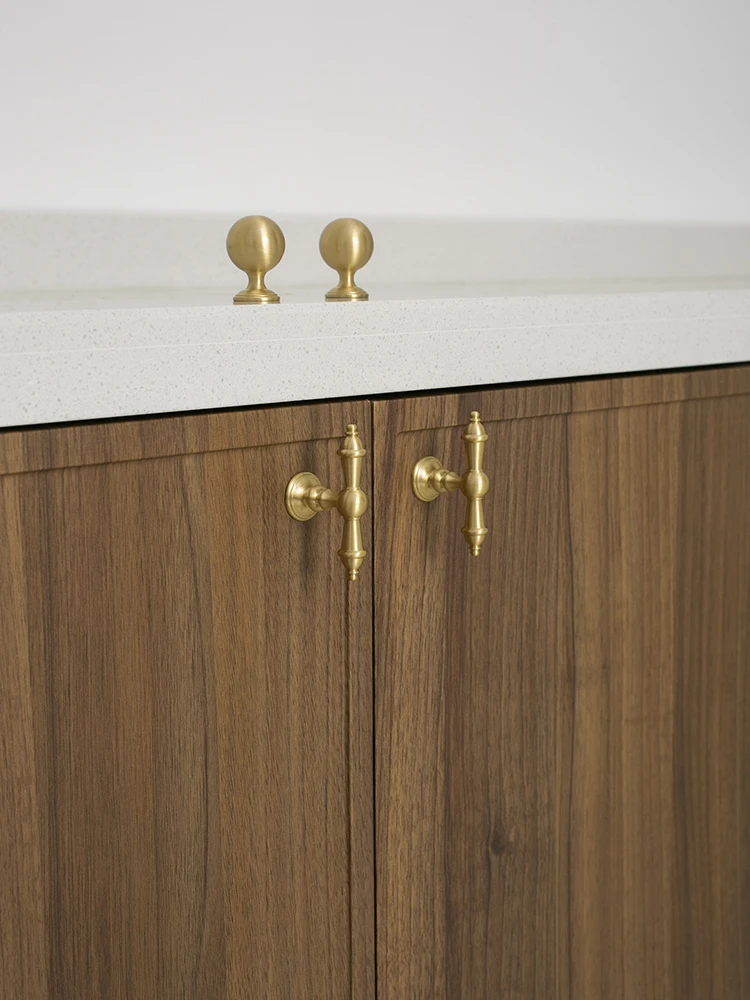 النحاس T بار مقبض كابينة الأثاث مقبض خزانة مقبض الأثاث الأجهزة مقبض الأثاث النحاسي المستدير #6