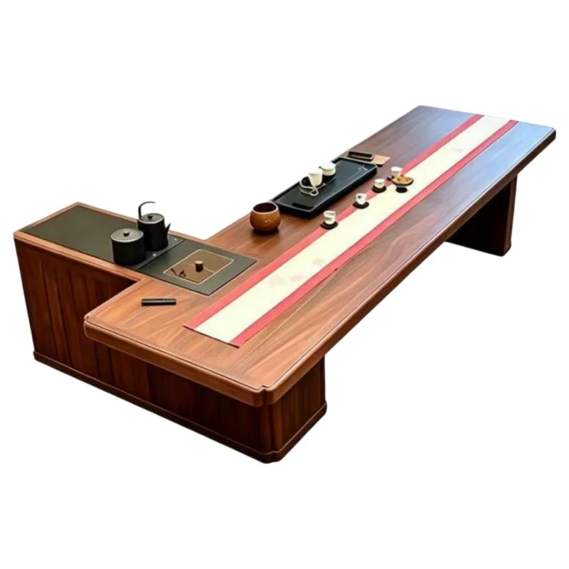 New Chinese-style solid wood tea table, office Zen-style tea table, home reception tea table and chair combination, integrated