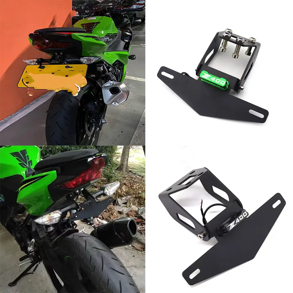 

For Kawasaki Ninja 400 Z400 2018-2023 Motorcycle License Plate Holder Turn Signal Lights Tail Tidy Fender Eliminator With LED