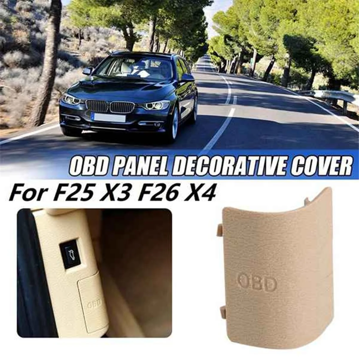 Car OBD Plug Cover for BMW F25 X3 2011-2016 51437243111 Beige LHD