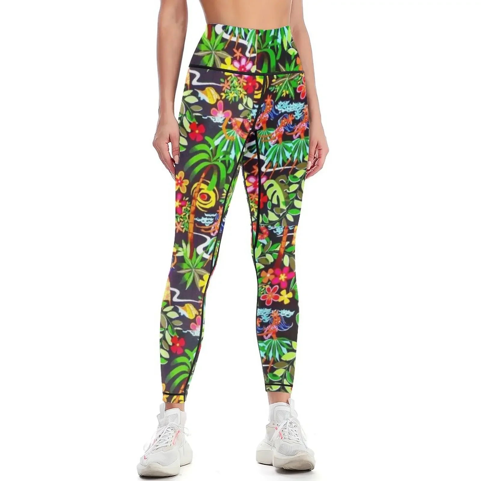 

Vintage Beach Hawaiian Print Leggings Clothing fitness push up fitness push up tights for Sports pants for Womens Leggings
