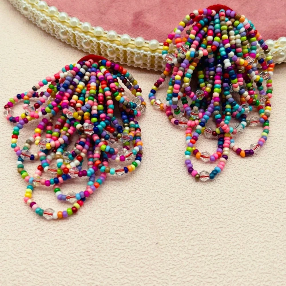

1/pair Women Studs Earrings Colorful Seeded Beaded Hand Maded Earring