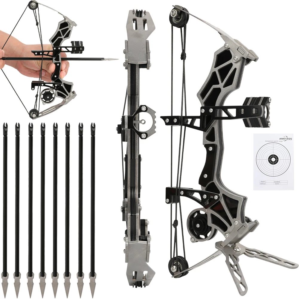 

Mini Compound Bow 12 Lbs Range 20-30m Stainless Steel Body Shooting Target Practice Bow Arrow Set Adult Decompression Gift