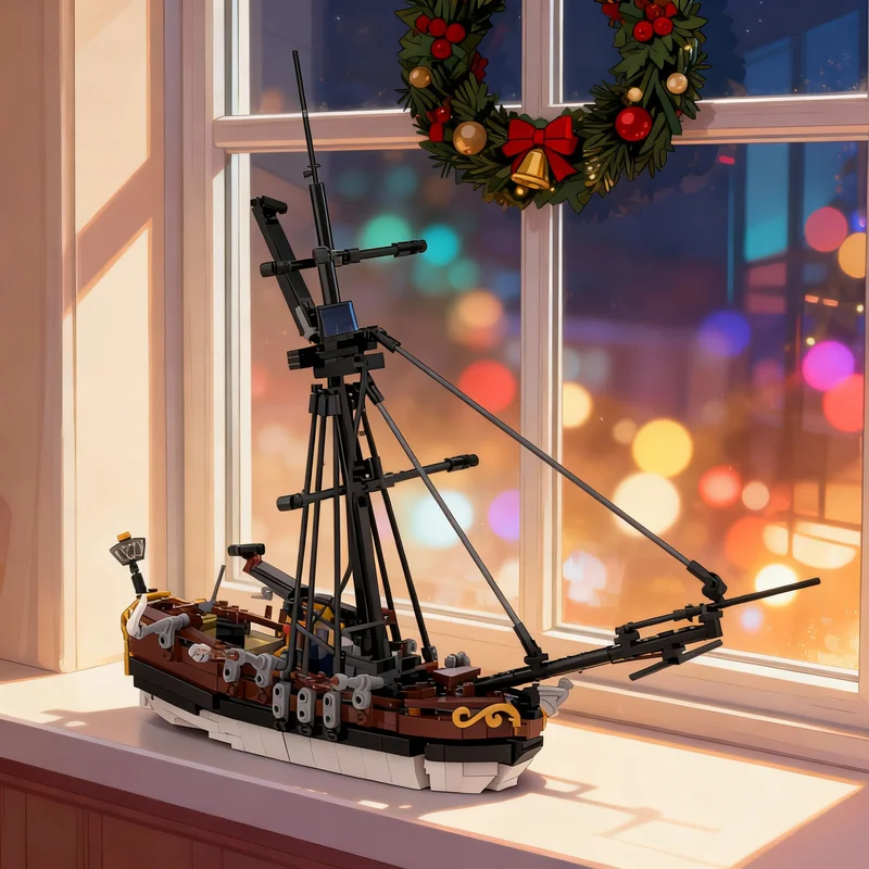 

773 детали MOC Пираты: Катер «Гаргоил» (Пиратский катер Бермуда), полная модель, конструктор, развивающая игрушка, подарок на Рождество