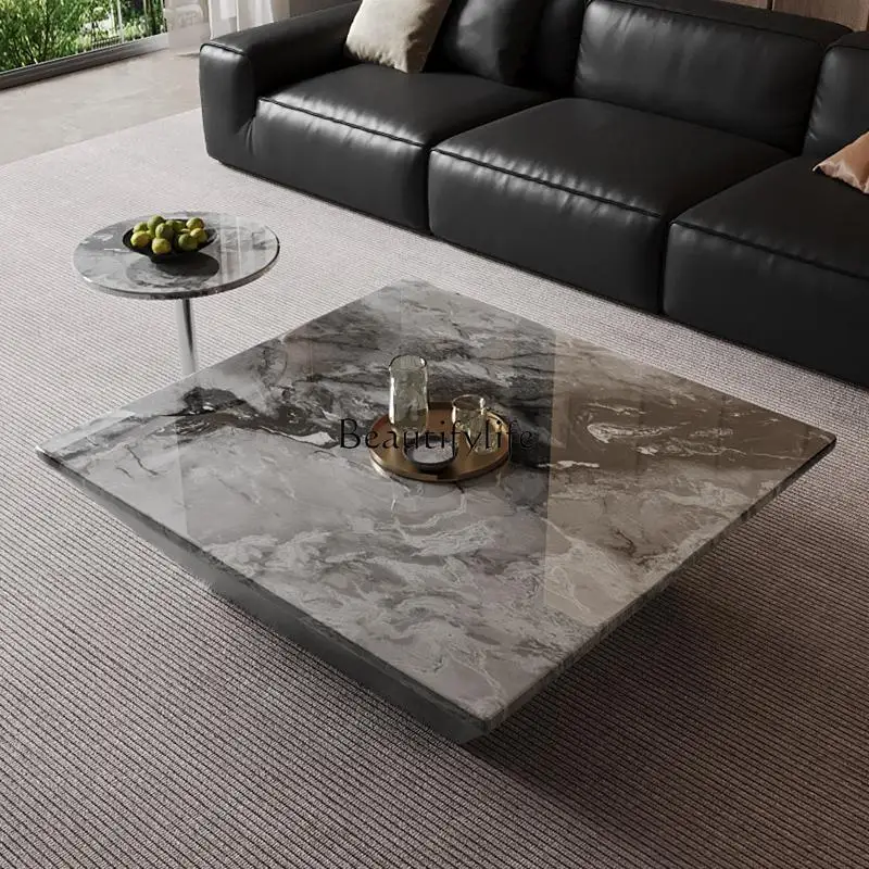 

Italian minimalist natural marble coffee table living room square tea table