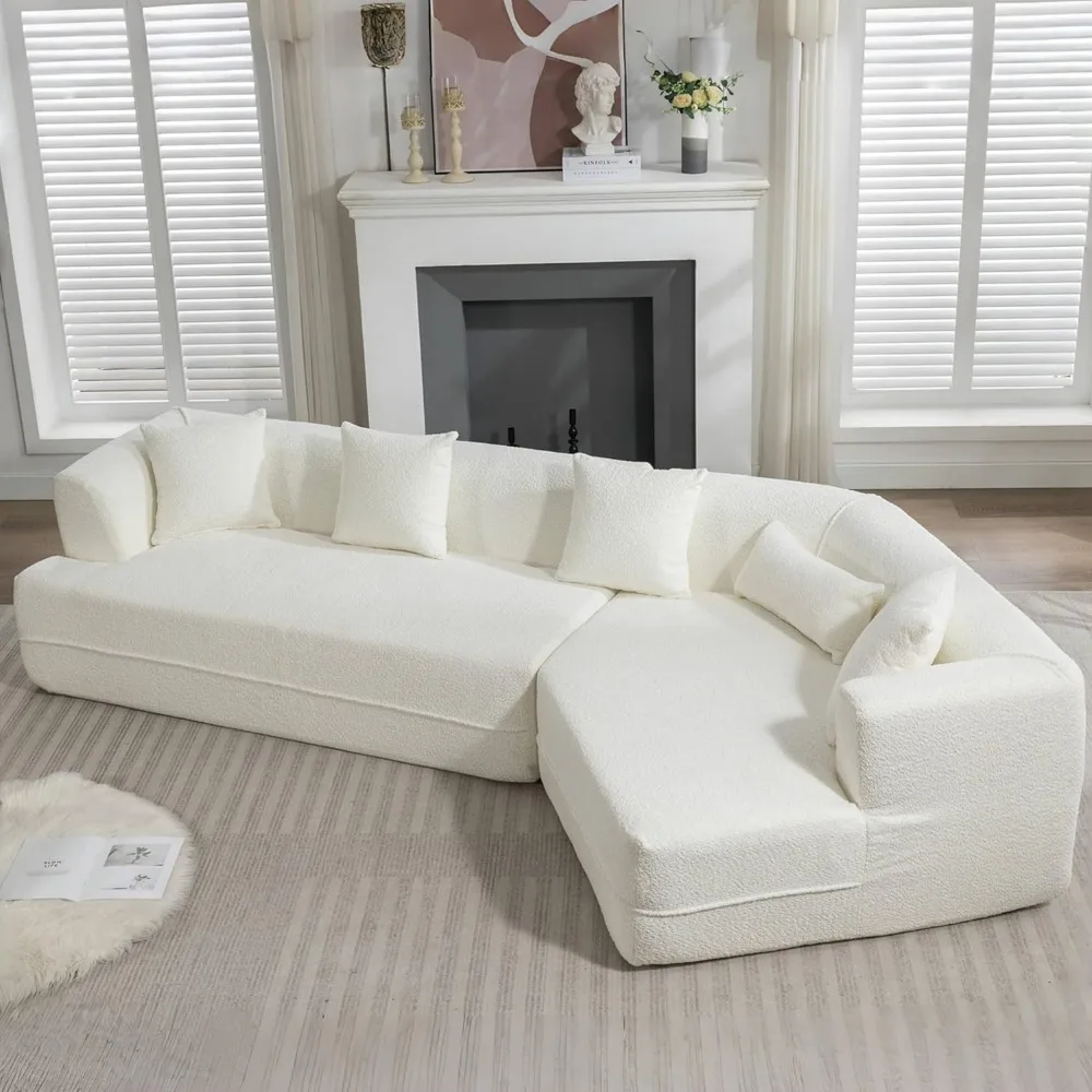 أريكة زاوية، أريكة بوكل مقسمة معيارية، أريكة عميقة مريحة على شكل سحابة، لا حاجة إلى تجميع أثاث غرفة المعيشة لغرفة المعيشة #6