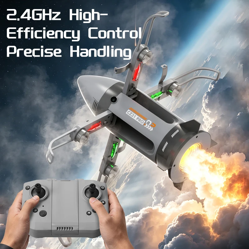 

Brushless RC Starship Flying Toy Foldable Rocket Plane Stunt Rocket Car Remote Control Flying Space Rocket Toy with Spray