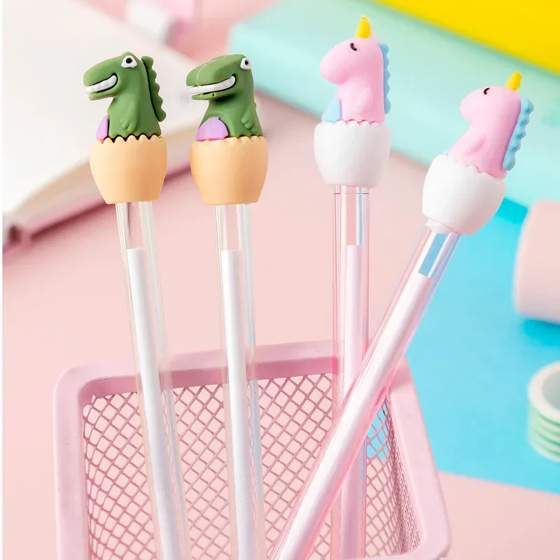 A 50PCS New Korean Creative Transparent Rod Eggshell Dinosaur Gel Pen Stationery For Students Cute Stationary Supplies