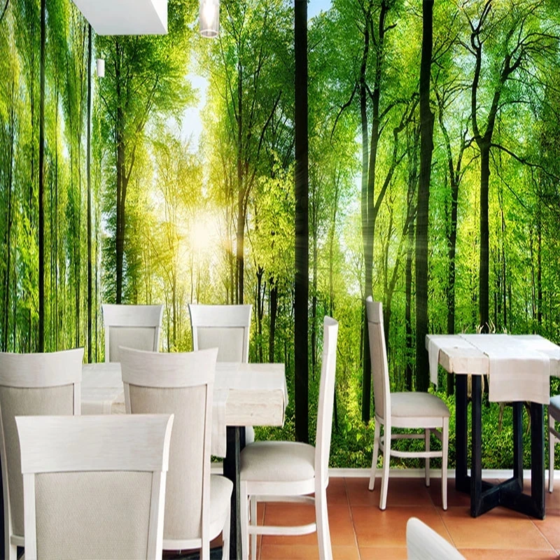 Custom Photo Natural Scenery Wallpaper Forest 3D Landscape Mural Bedroom Green tree woods Living room TV background restaurant