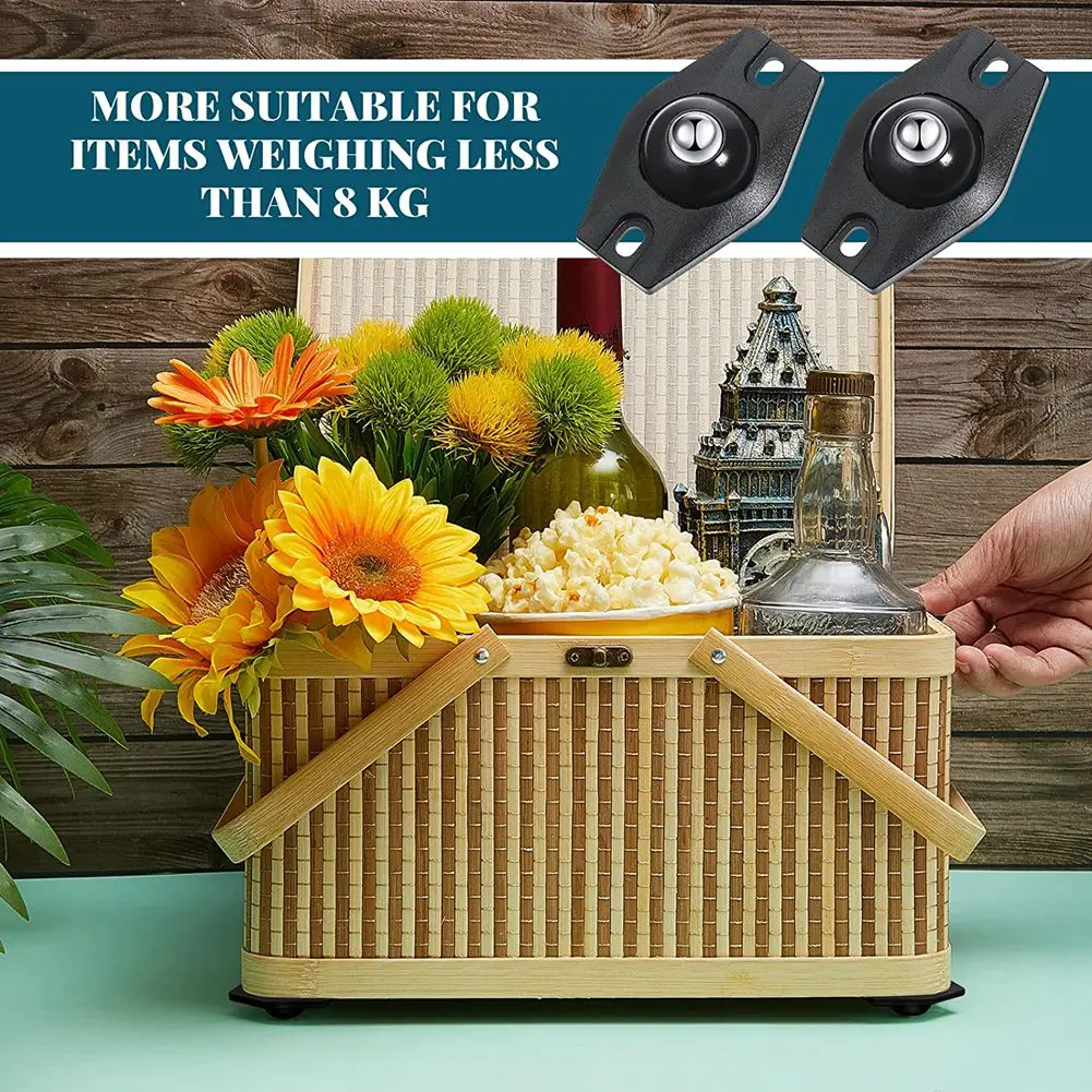 8 шт. самоклеящиеся ролики, мини-поворотные колеса, вращение на 360 градусов, липкий шкив с шарикоподшипниками (черный)