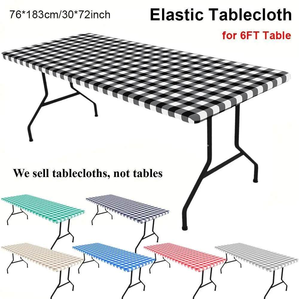 30x72inch Spandex Tablecloth Waterproof 6FT Rectangle Elastic Picnic Table Cloth Oil-Proof Stretch Tablecloth Cover