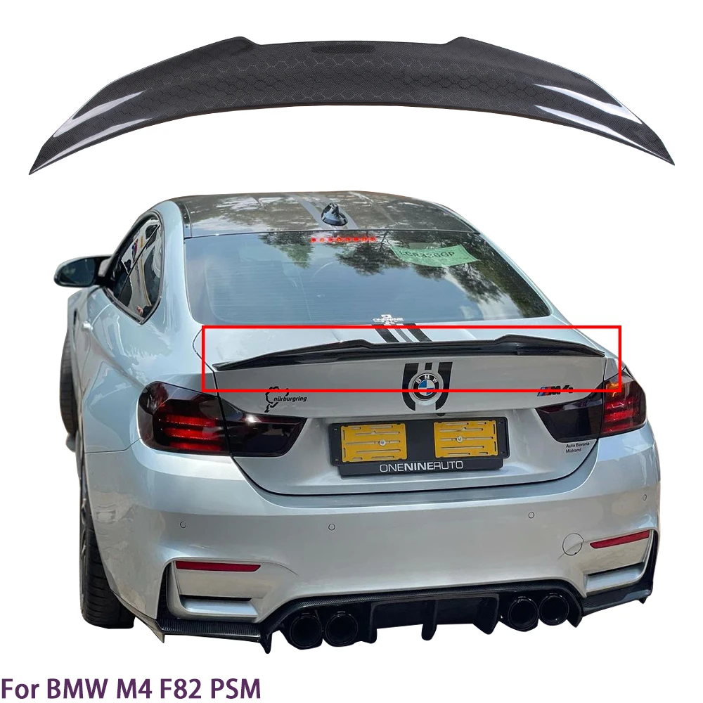 

For BMW M4 F82 PSM Style Honeycomb Carbon Fiber Rear Spoiler Trunk Wing 2014-2020