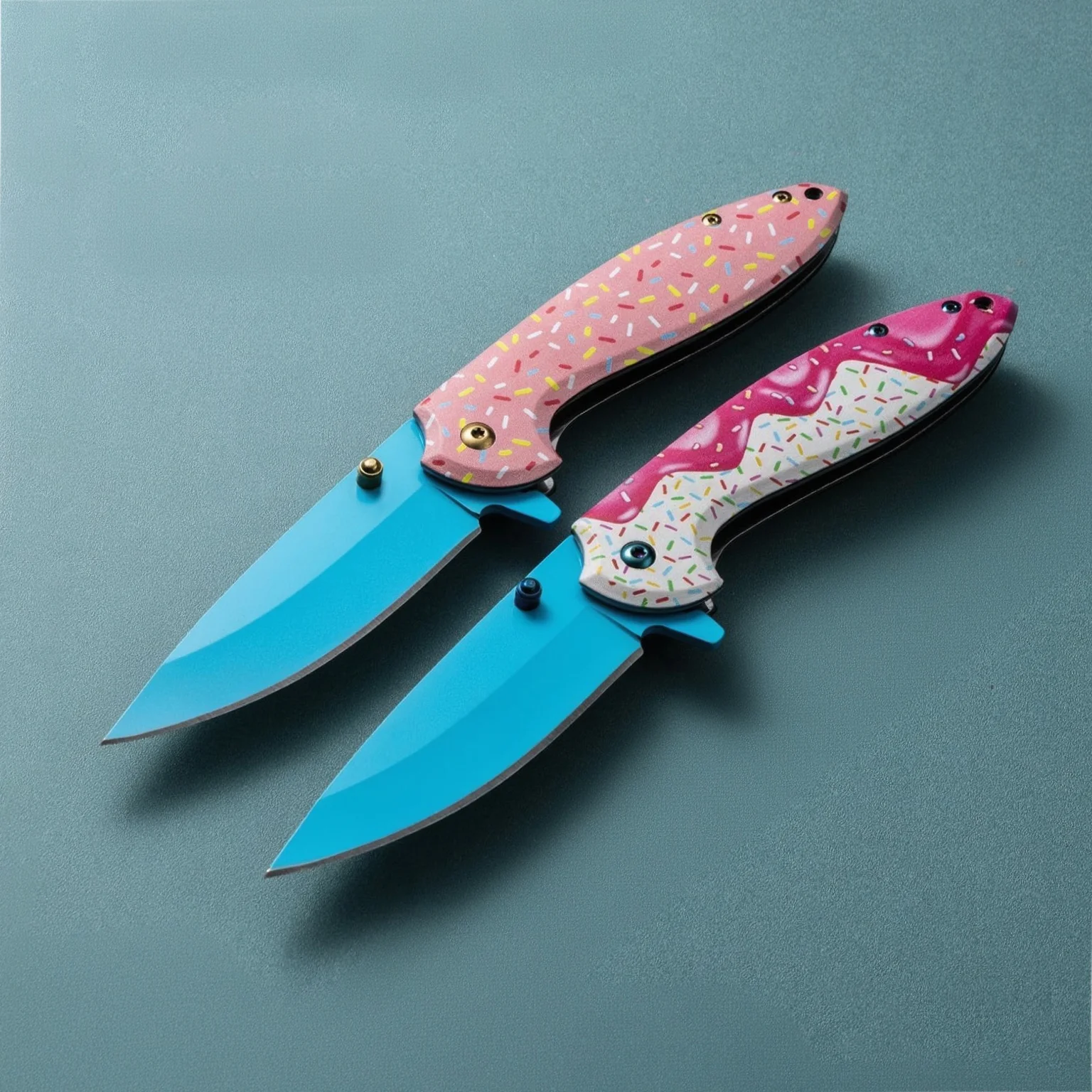 1PC 3D Printed Donut Aluminum Handle Multi-functional Outdoor Camping Knife, for Package Opening, Hiking & Picnic, Creative Gift