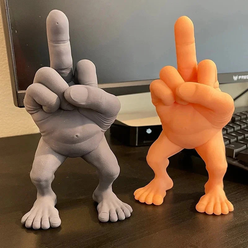 3d Printed Desktop Decorations Middle Finger Figure With Legs Refers To Funny Office Desk Ornaments Funny Toys