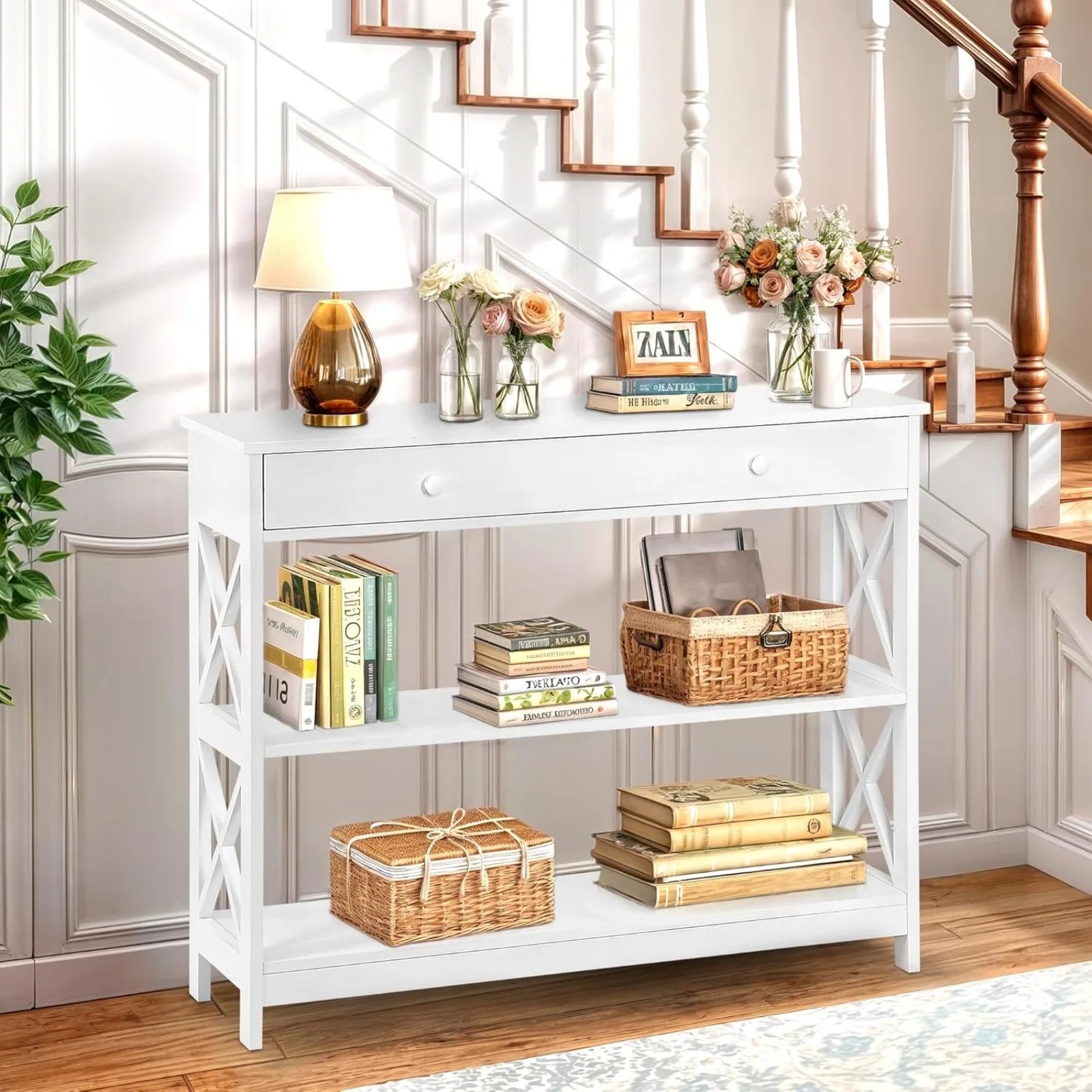 

Narrow ole Accent Table w/Storage Shel, 3-Tier 40 Inch Entryway Soa Table End Table Display Shel w/Der or Living Room Hallway En