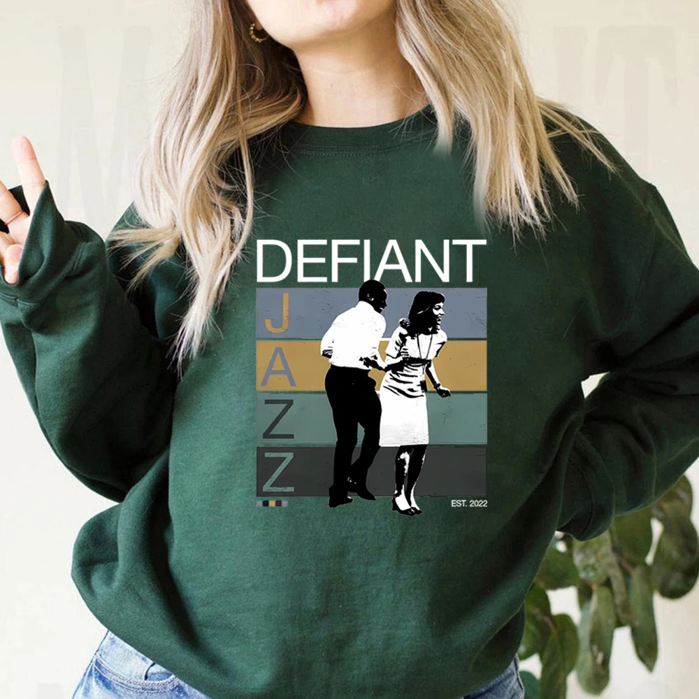 الرجعية Defiant الجاز البلوز قطع مقنعين خمر 90's البلوز برنامج تلفزيوني سترة للجنسين طويلة الأكمام بلوزات