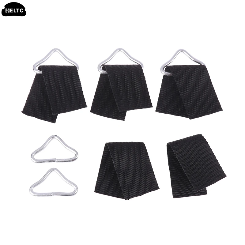 5 Sets Black Stainless Steel Triangle Rings Buckle Loop Ring V-rings Straps Trampoline Mat Parts Replacement Repair Tool