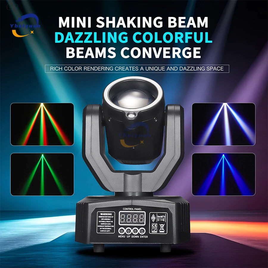 Mini 30W شعاع تتحرك رئيس ضوء LED 4 في 1 RGBW تأثير ضوء المرحلة DMX512 التحكم عن بعد التحكم الصوتي DJ ديسكو بار كشاف إضاءة للحفلات