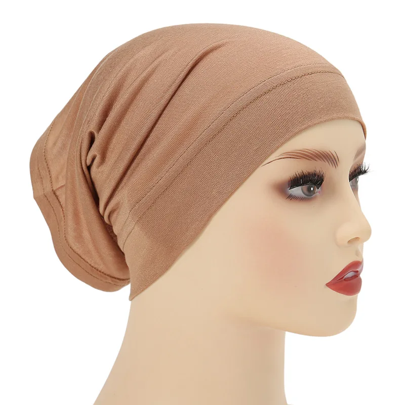 Cotton High Elastic Hair Scarf Headband Women Muslim Hijab Cap for Women Solid Color Hair Bands Scarves Bandana Bonnet Cap