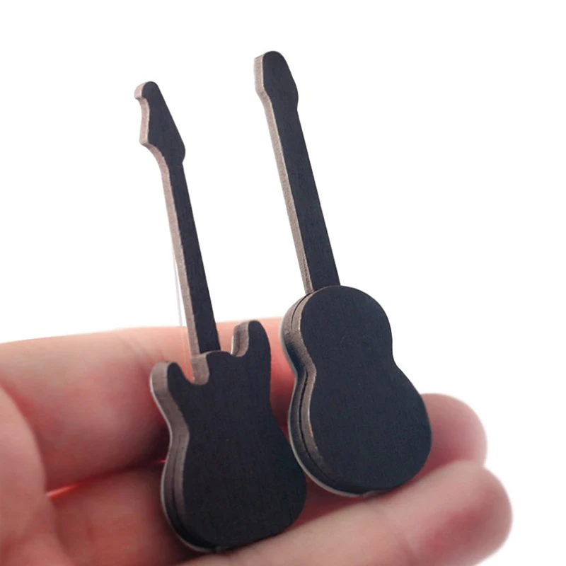 1:12 domek dla lalek miniaturowy Mini gitara klasyczna Instrument zabawkowy Model do dekoracji domu prezenty dla dzieci do rękodzieła z drewna