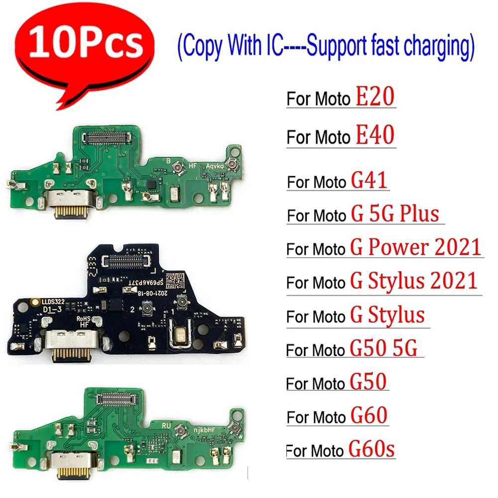 

10 шт., разъем USB-порта для зарядки, гибкая плата для Moto G22 G71 E20 E40 G41 G60 G60S G50 G51 5G G Stylus 2021 2023 Power